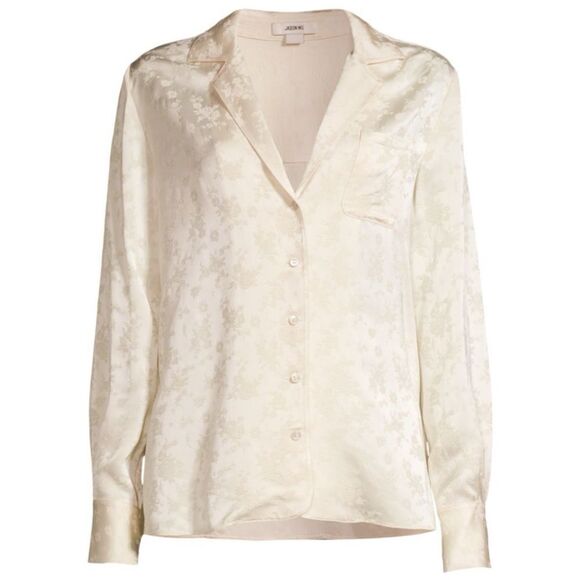 Jason Wu | 10 | cream Women's Floral Jacquard Satin Pajama style Shirt - Picture 1 of 7
